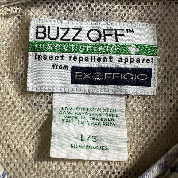 ExOfficio Men Shirt Large Buzz Off Insect Shield Vented Button Floral Hawaiian - Picture 5 of 12